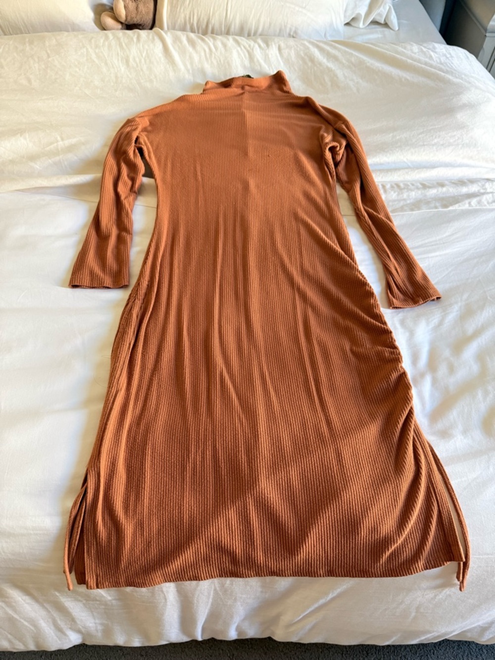Anthropologie Ribbed Maxi Dress in Rust Orange
